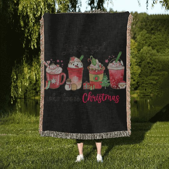 Just A Girl Who Love Christmas | Christmas Coffee Woven Blankets