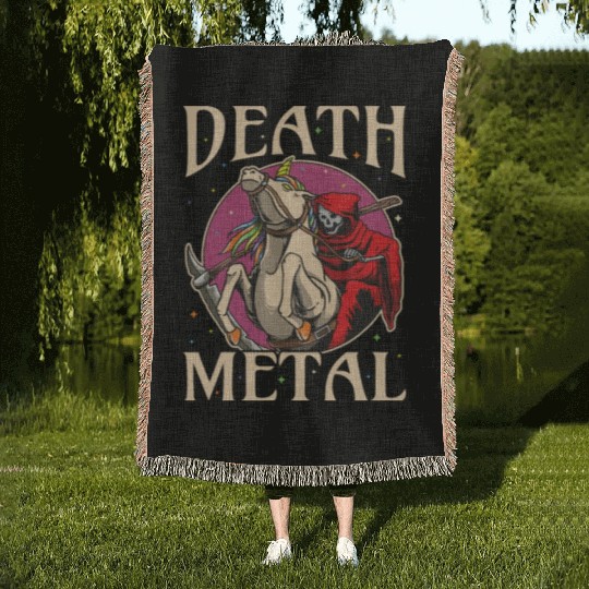 Reaper Rock Satan Unicorn Festivals Death Metal Woven Blankets