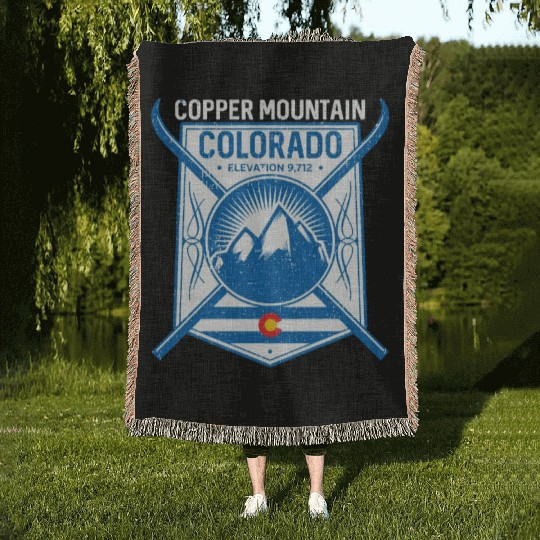 Copper Mountain Colorado Ski Mountains Woven Blankets