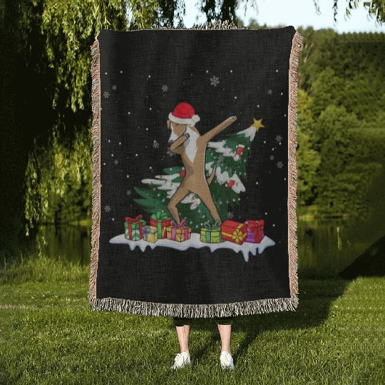 Great Dane Christmas Dabbing Santa Xmas Pajama Woven Blankets