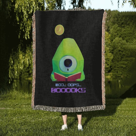 Cute Ghost Book Reading Teacher Funny Halloween Woven Blankets