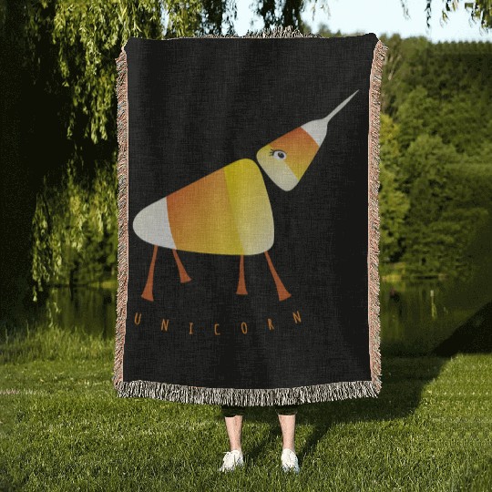 UNICORN Funny Candy Corn Halloween Woven Blankets