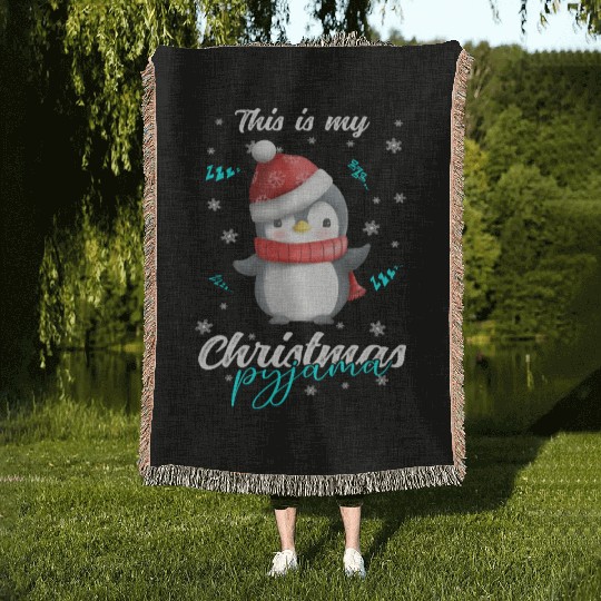 Winter Christmas Pyjama Penguin Woven Blankets