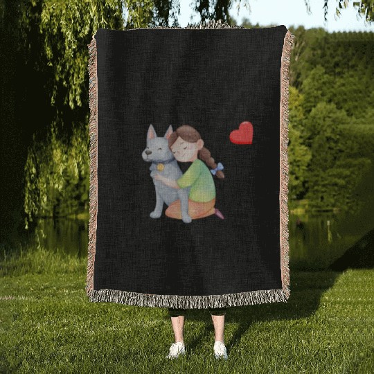 Living With A Dog Hair Woven Blankets