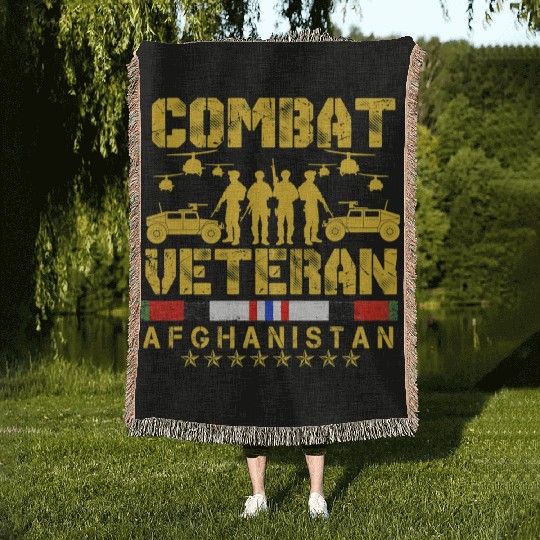 Combat Veteran Afghanistan Proud Us Woven Blankets