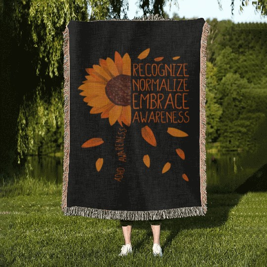 ADHD Awareness Sunflower Embrace Neurodiversity Woven Blankets