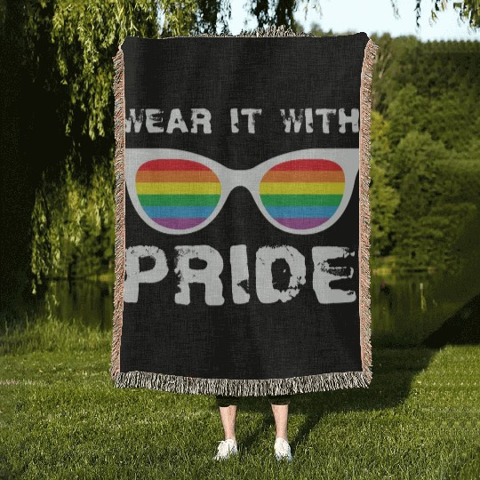 LBGT Flag Gay Pride Human Wear it with Pride Woven Blankets
