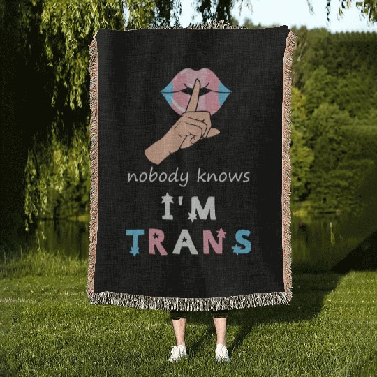 LBGT Flag Gay Pride Human Nobody knows i'm Trans Woven Blankets
