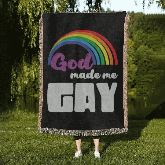 LBGT Flag Gay Pride Human God made me Gay Woven Blankets