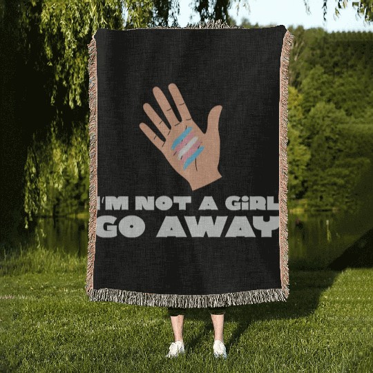 LBGT Flag Gay Pride Human I'm not a Girl go away Woven Blankets