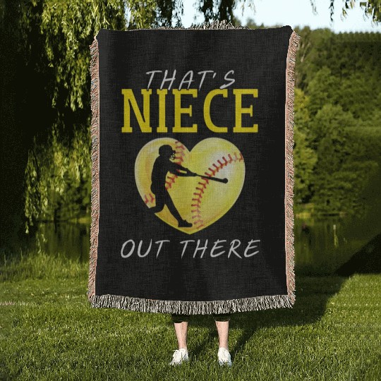 That s My Niece Out There Softball Woven Blankets
