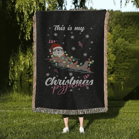 Winter Christmas Pyjama Otter Woven Blankets