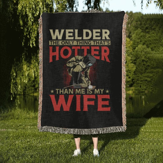 Welder Welding Husband Wife Woven Blankets