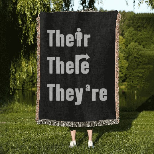 Their There They're English Teacher Grammar Woven Blankets