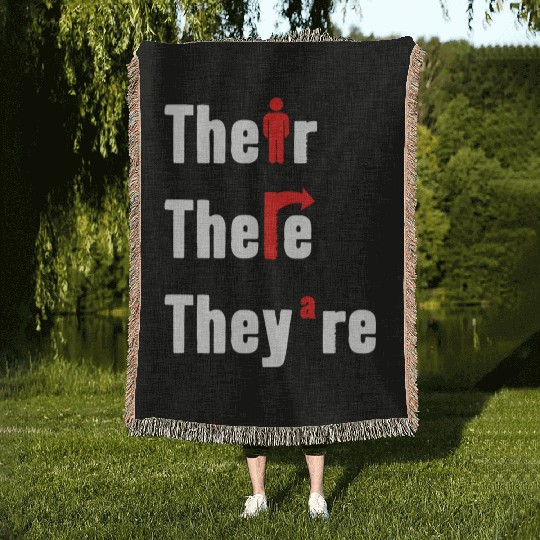 Their There They're English Teacher Grammar Woven Blankets