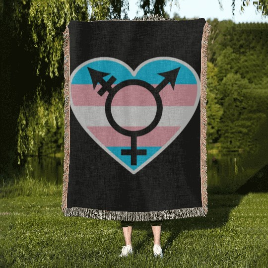 Trans Rainbow Pride LGBTQ Transgender Rights Woven Blankets