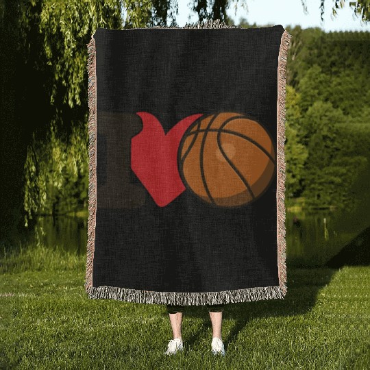 I Love Basketball For Basketball Lover Woven Blankets