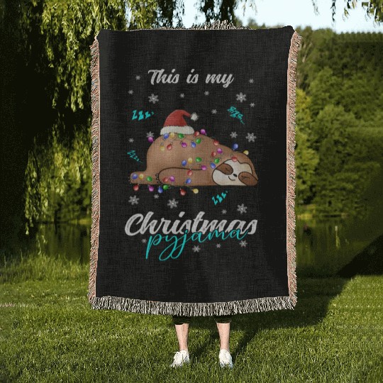 Winter Christmas Pyjama Sloth Woven Blankets