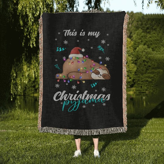 Winter Christmas Pyjama Sloth Woven Blankets