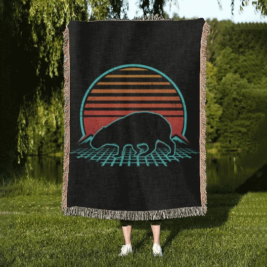 Capybara Retro Vintage 80s Style Animal Lover Pun Woven Blankets