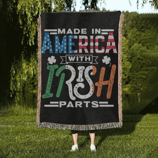 Made In America With Irish Parts Gaelic Ireland Woven Blankets