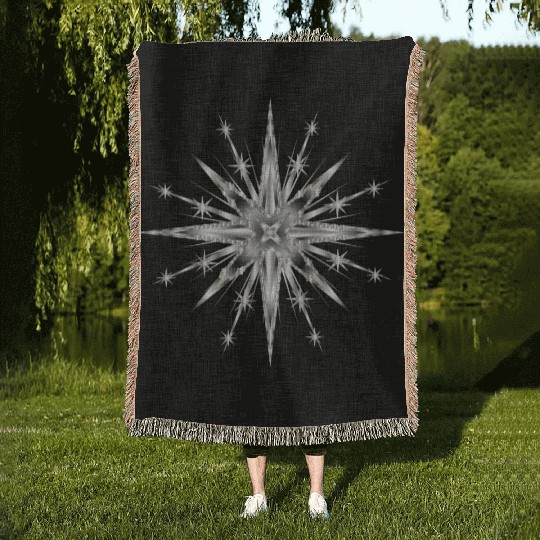 Silver colored glamor timeless star Woven Blankets