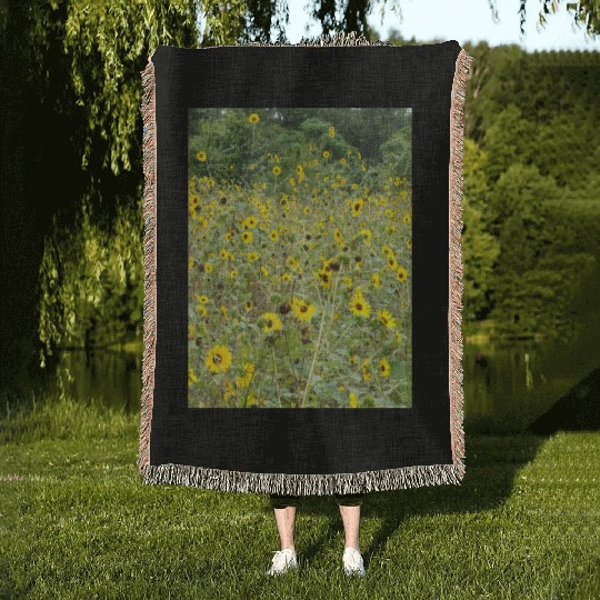 My Photography - Swamp Sunflowers in Texas Woven Blankets