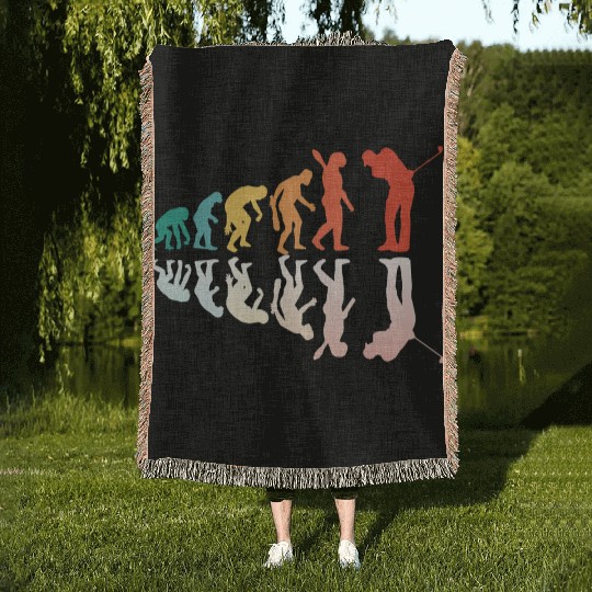 Human Evolution Band Golf Woven Blankets