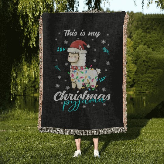 Winter Christmas Pyjama Llama Woven Blankets