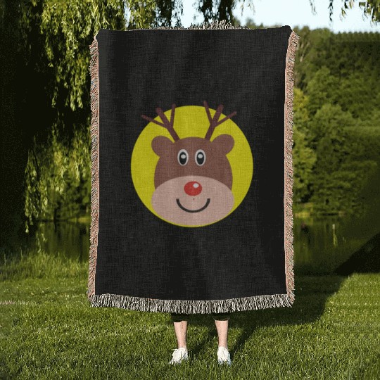 Funny Christmas Rudolph gift for Londoner Woven Blankets