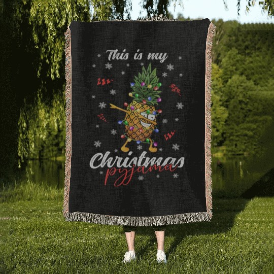 Winter Christmas Pyjama Pineapple Woven Blankets