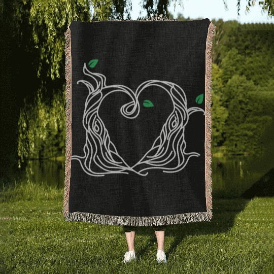 Tree Love Best Friends Heart White Woven Blankets