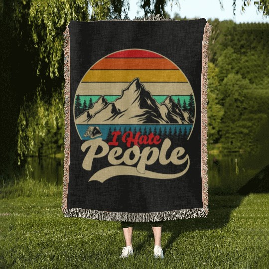 I Hate People Hiking Camping Woven Blankets