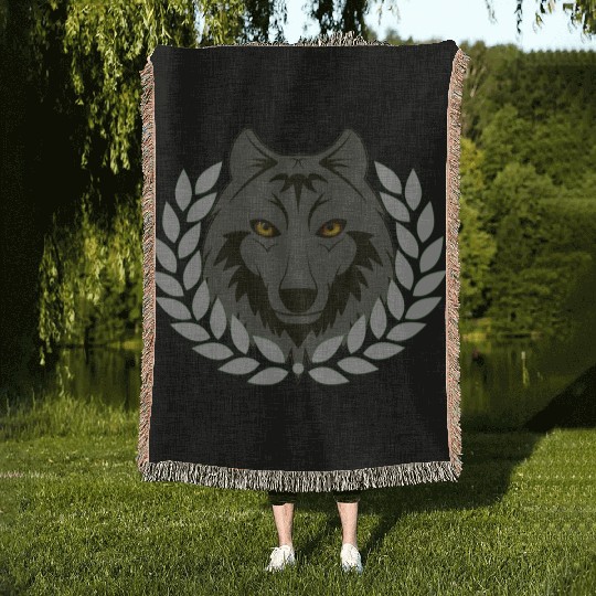 alpha wolf Woven Blankets