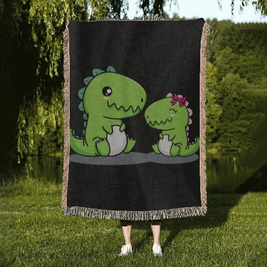 Big Brother Dino Siblings Baby Dinosaur Little Boy Woven Blankets