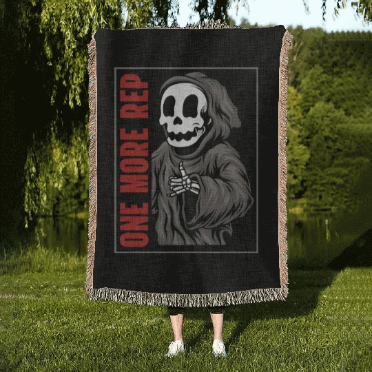Weightlifting Grim Reaper Gym Workout Humor Woven Blankets