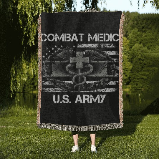Us Army Combat Medic U.S Army Veteran Woven Blankets