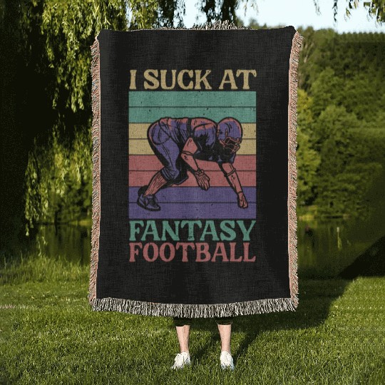 I Suck At Fantasy Football Auto Draft Sport Lover Woven Blankets
