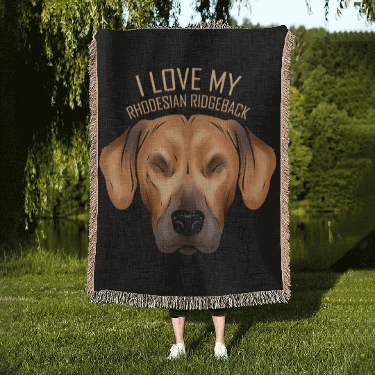 Dog Lover - I Love My Rhodesian Ridgeback Woven Blankets