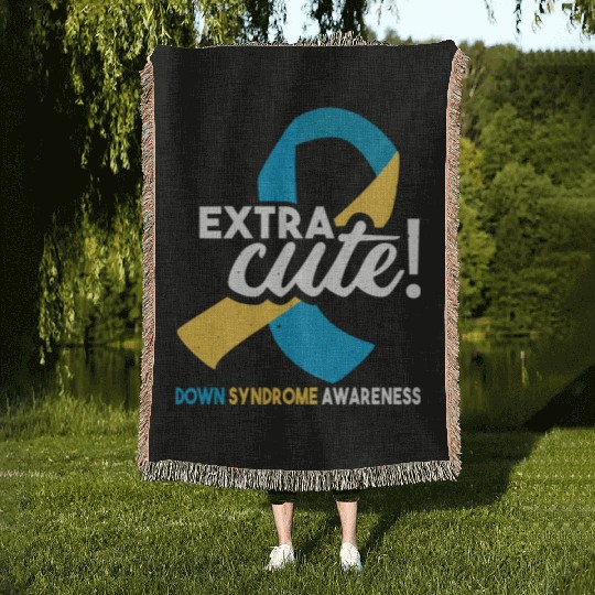 October Wear Blue Yellow Down Syndrome Awareness Woven Blankets