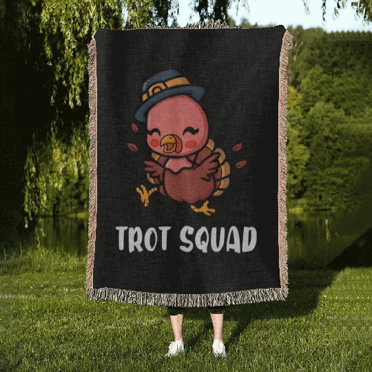 Thanksgiving Running Turkey Trot Squad Woven Blankets