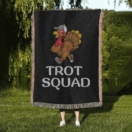 Thanksgiving Running Turkey Trot Squad Woven Blankets