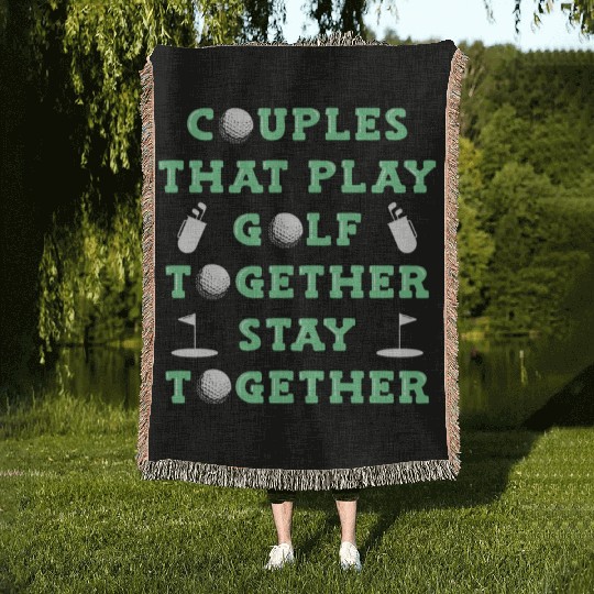 Golf Couple Golfer Golfing Woven Blankets