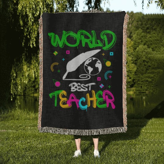 World Best Teacher Funny Quotes Gifts Woven Blankets