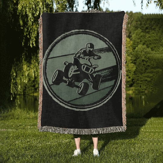 ATV Bike Motocross Offroad 4 wheeler Quad Woven Blankets