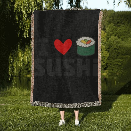 I Love Sushi Love Sushi Rolls Woven Blankets