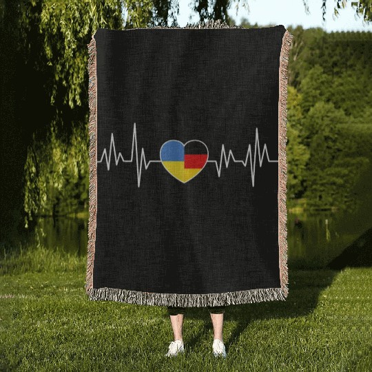Ukraine Germany Flag Two Countries Woven Blankets