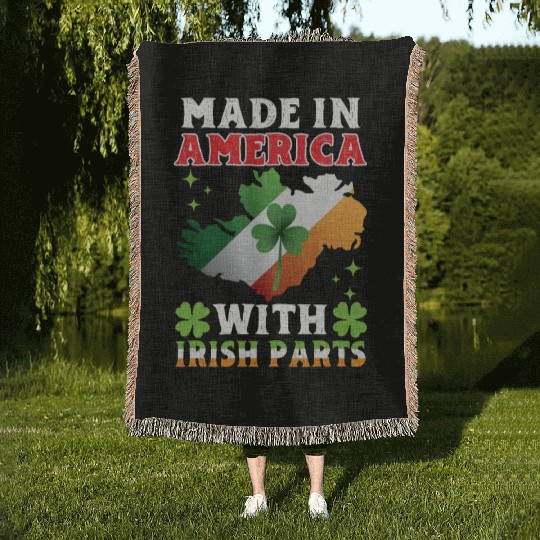 Made In America With Irish Parts Ireland Gaelic Woven Blankets