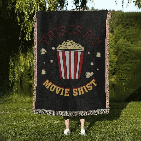 I'm Just Here For The Popcorn Cinama Movie Theater Woven Blankets