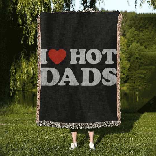 I Heart Hot Dads Outfit Y2K Adult Humor I Love Woven Blankets